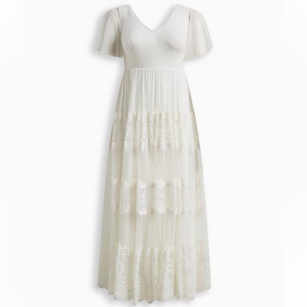 Brand new torrid lace A-line Boho wedding dress ivory